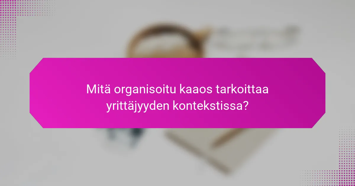 Mitä organisoitu kaaos tarkoittaa yrittäjyyden kontekstissa?