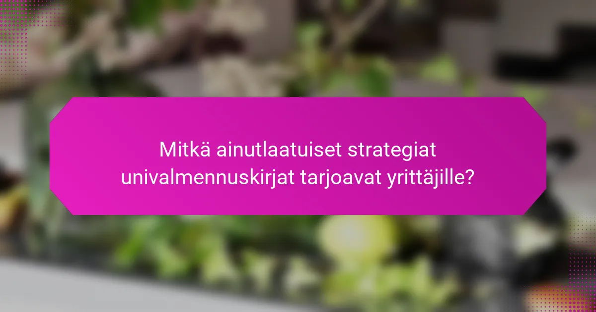 Mitkä ainutlaatuiset strategiat univalmennuskirjat tarjoavat yrittäjille?
