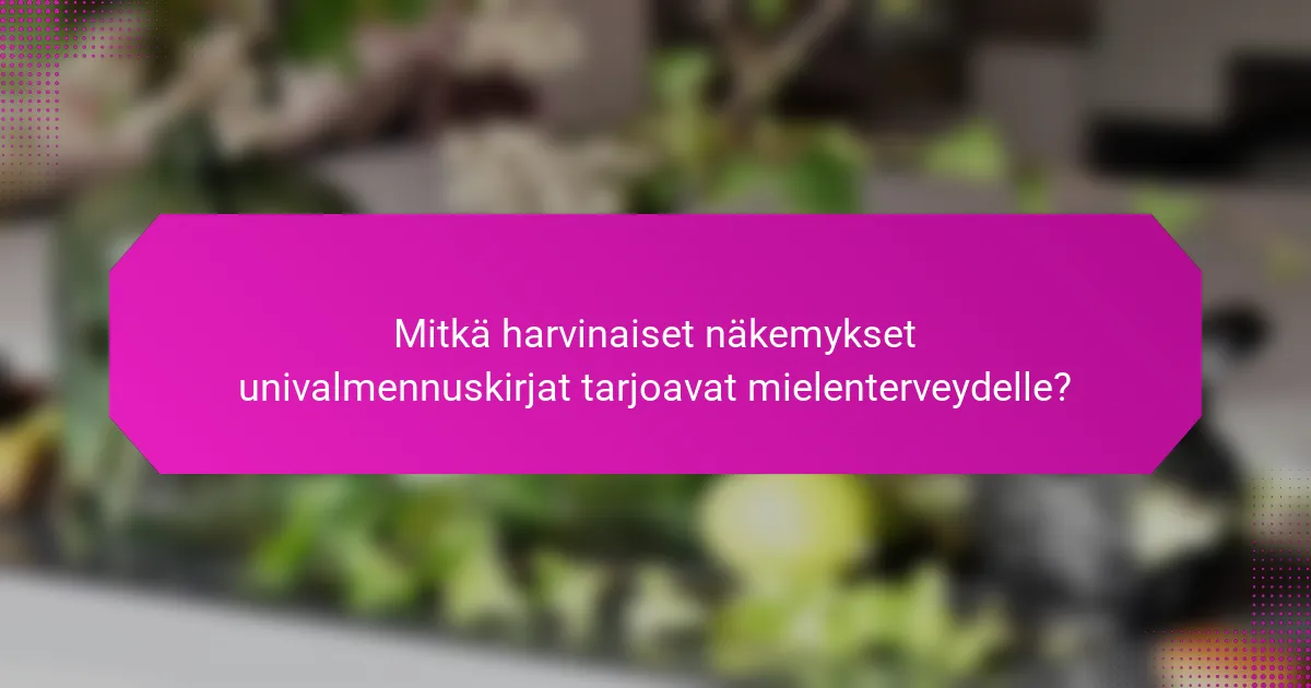 Mitkä harvinaiset näkemykset univalmennuskirjat tarjoavat mielenterveydelle?