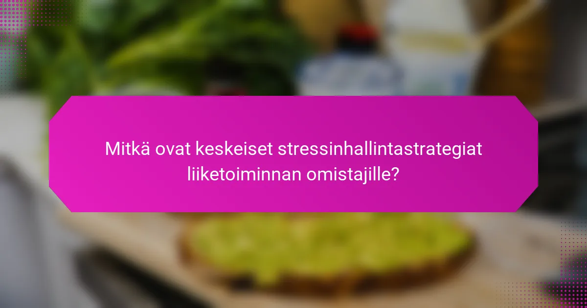Mitkä ovat keskeiset stressinhallintastrategiat liiketoiminnan omistajille?
