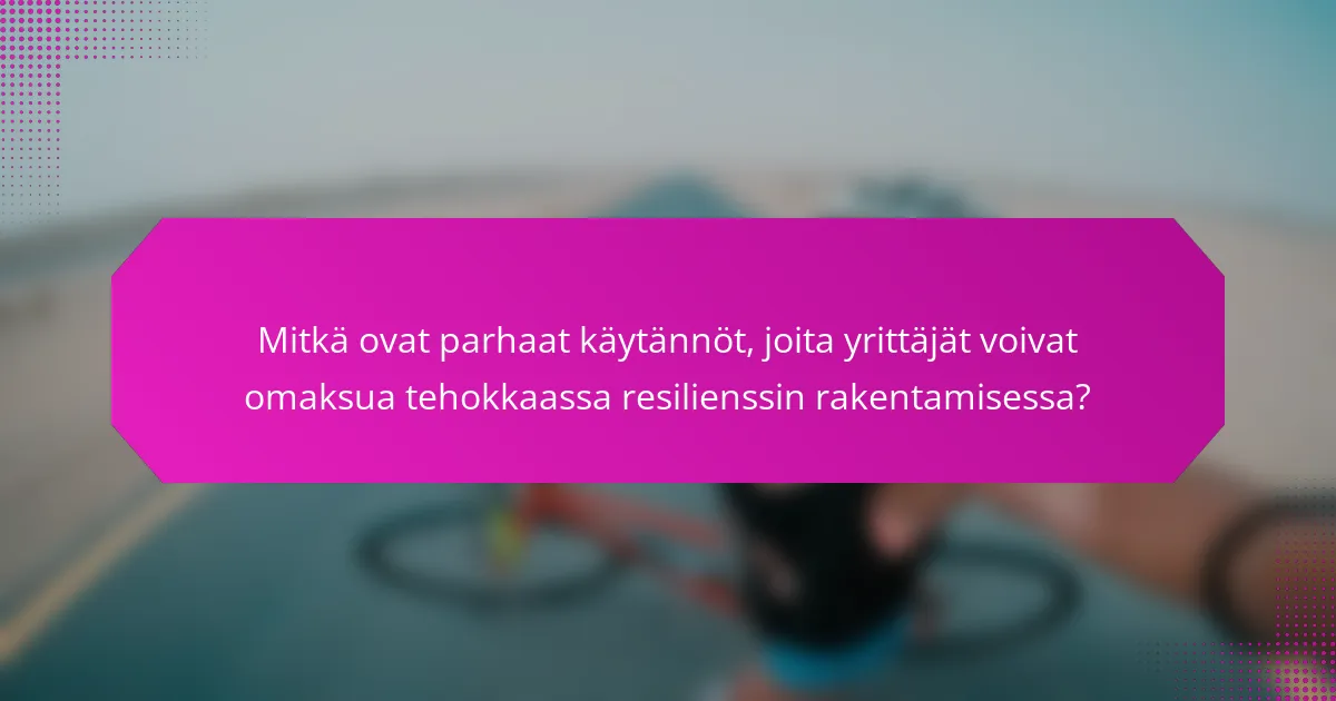 Mitkä ovat parhaat käytännöt, joita yrittäjät voivat omaksua tehokkaassa resilienssin rakentamisessa?
