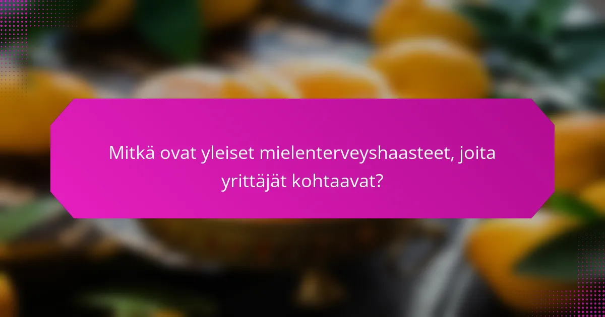 Mitkä ovat yleiset mielenterveyshaasteet, joita yrittäjät kohtaavat?